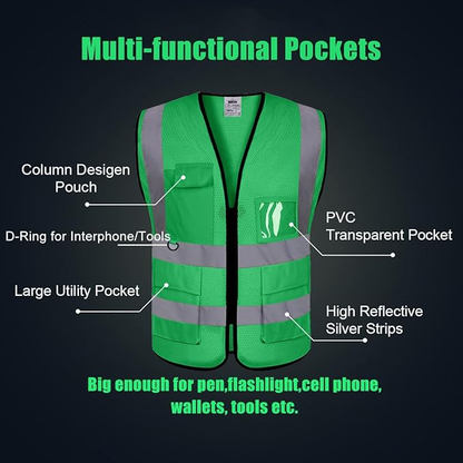 Custom Logo Reflective Mesh Safety Vest | High Visibility | Work & Outdoor Safety Gear