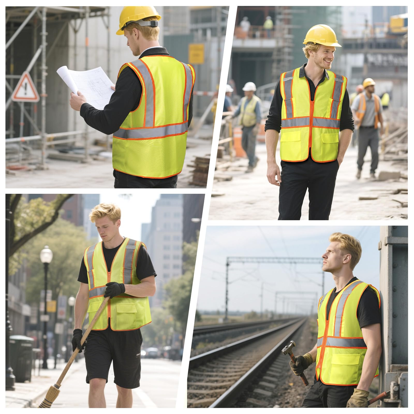Shmimy Custom High Visibility Safety Vest, Class 2 Reflective Work Vest With Pockets, Custom Logo Construction Workwear