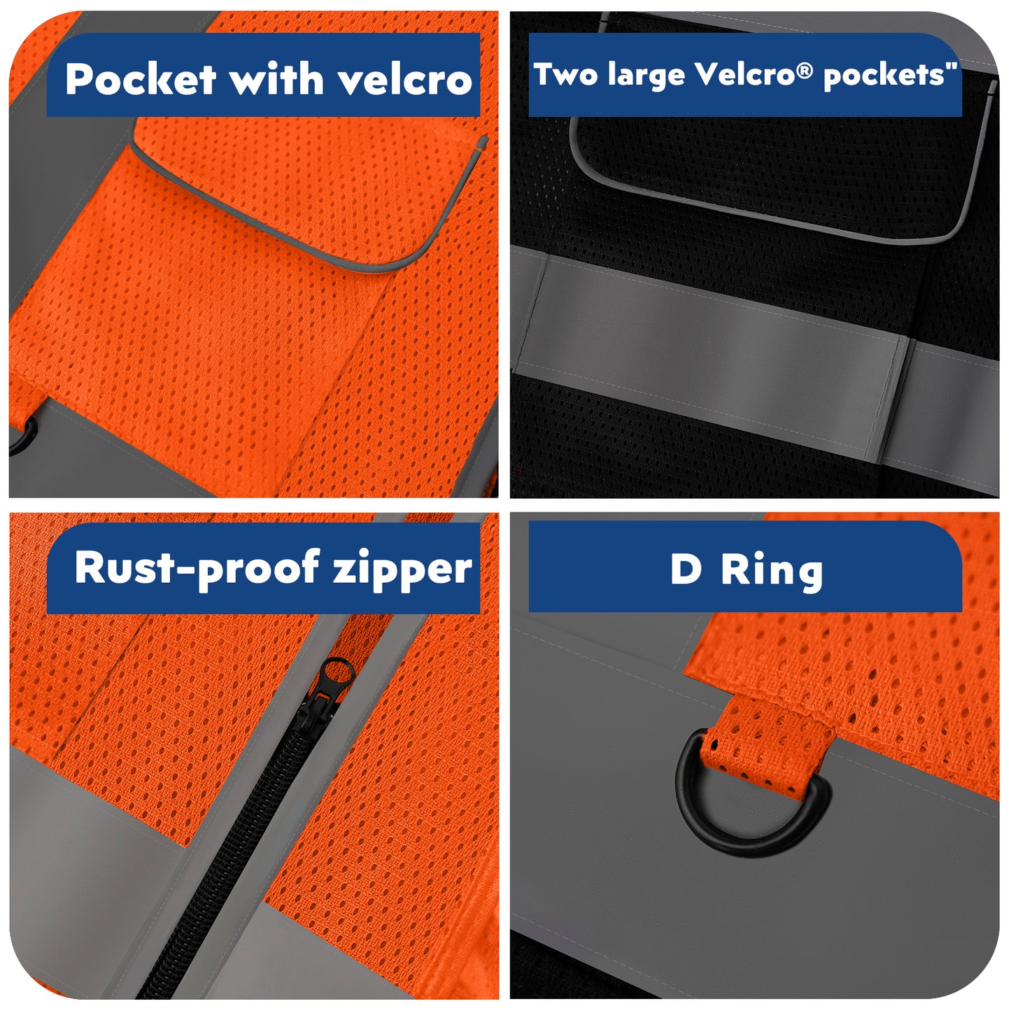 Shmimy 6 Pockets Custom Safety Vest Customized Logo Class 2 High Visibility Reflective Vest