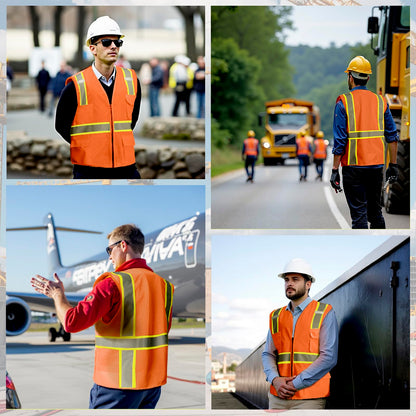 Shmimy Custom Safety Vest Customized Logo Class 2 High Visibility Reflective Vest with 8 Pockets Construction workwear
