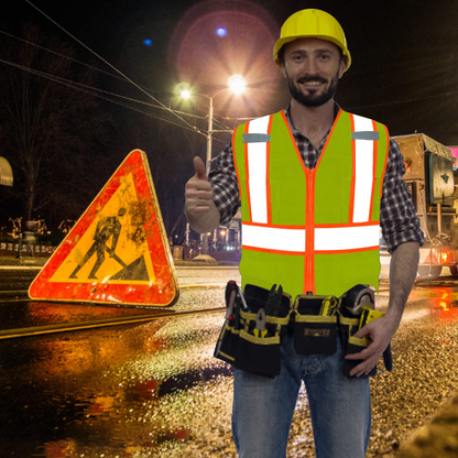 Shmimy Custom High Visibility Safety Vest, Class 2 Reflective Work Vest With Pockets, Custom Logo Construction Workwear