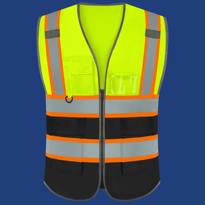 Shmimy Custom Logo Reflective Work Vest with Pockets| Class 2 High Visibility Safety Vest