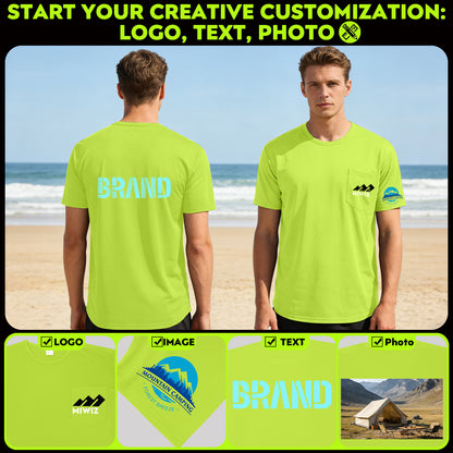 Shmimy Custom Shirt With Pocket, Custom Shirts Men Workout Shirts Dry Fit Moisture Wicking Short Sleeve Athletic Work T-Shirts