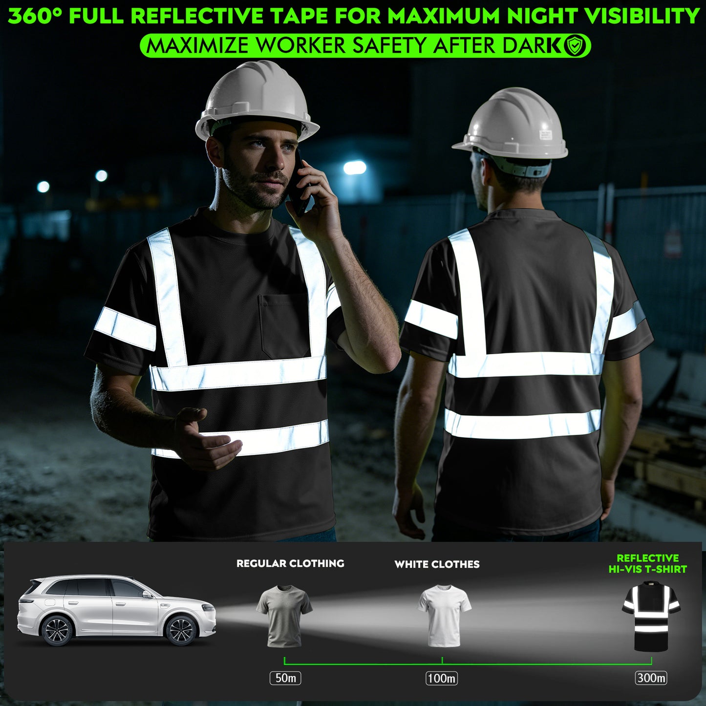 Shmimy Custom Logo High Visibility Shirts Class 3 Reflective Shirts ANSI with Pocket