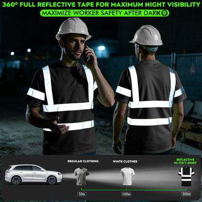 Shmimy Custom Logo High Visibility Shirts Class 3 Reflective Shirts ANSI with Pocket