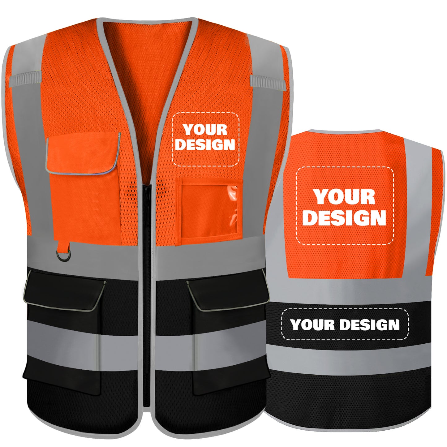 Shmimy 6 Pockets Custom Safety Vest Customized Logo Class 2 High Visibility Reflective Vest