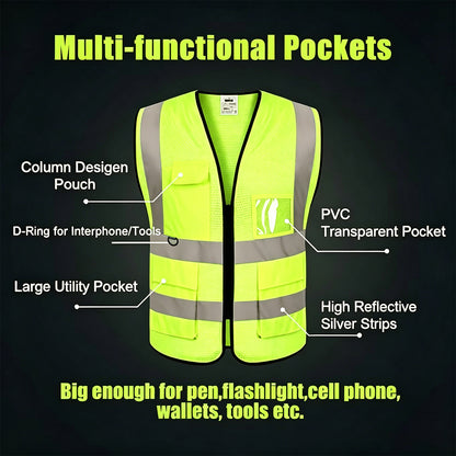 Custom Logo Reflective Mesh Safety Vest | High Visibility | Work & Outdoor Safety Gear