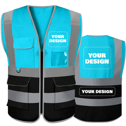 Shmimy 6 Pockets Custom Safety Vest Customized Logo Class 2 High Visibility Reflective Vest