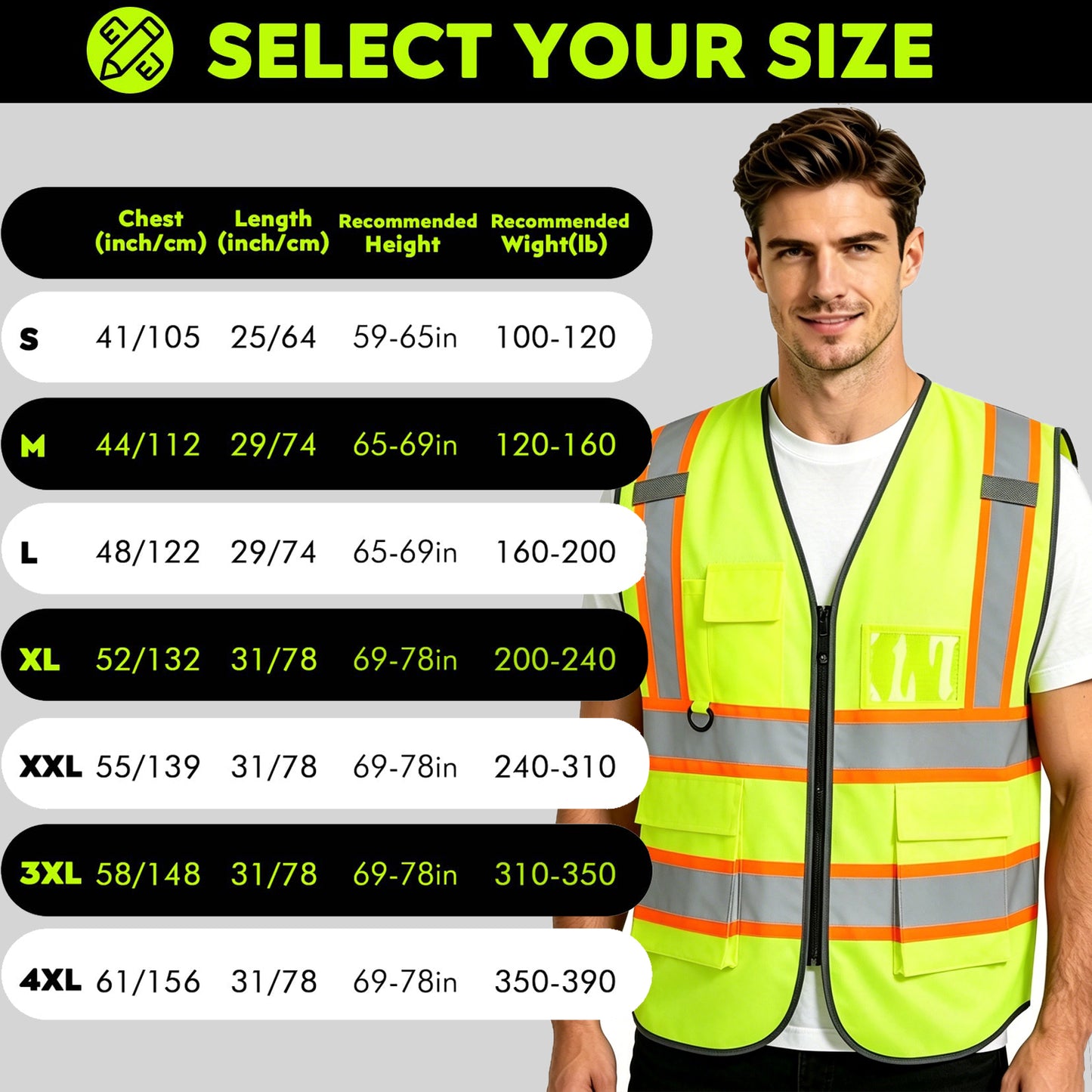 Shmimy Custom Safety Vest with 5 Pockets Class 2 Adult Unisex Construction Security Workwear