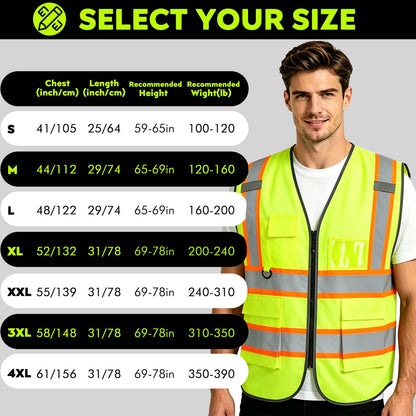Shmimy Custom Safety Vest with 5 Pockets Class 2 Adult Unisex Construction Security Workwear