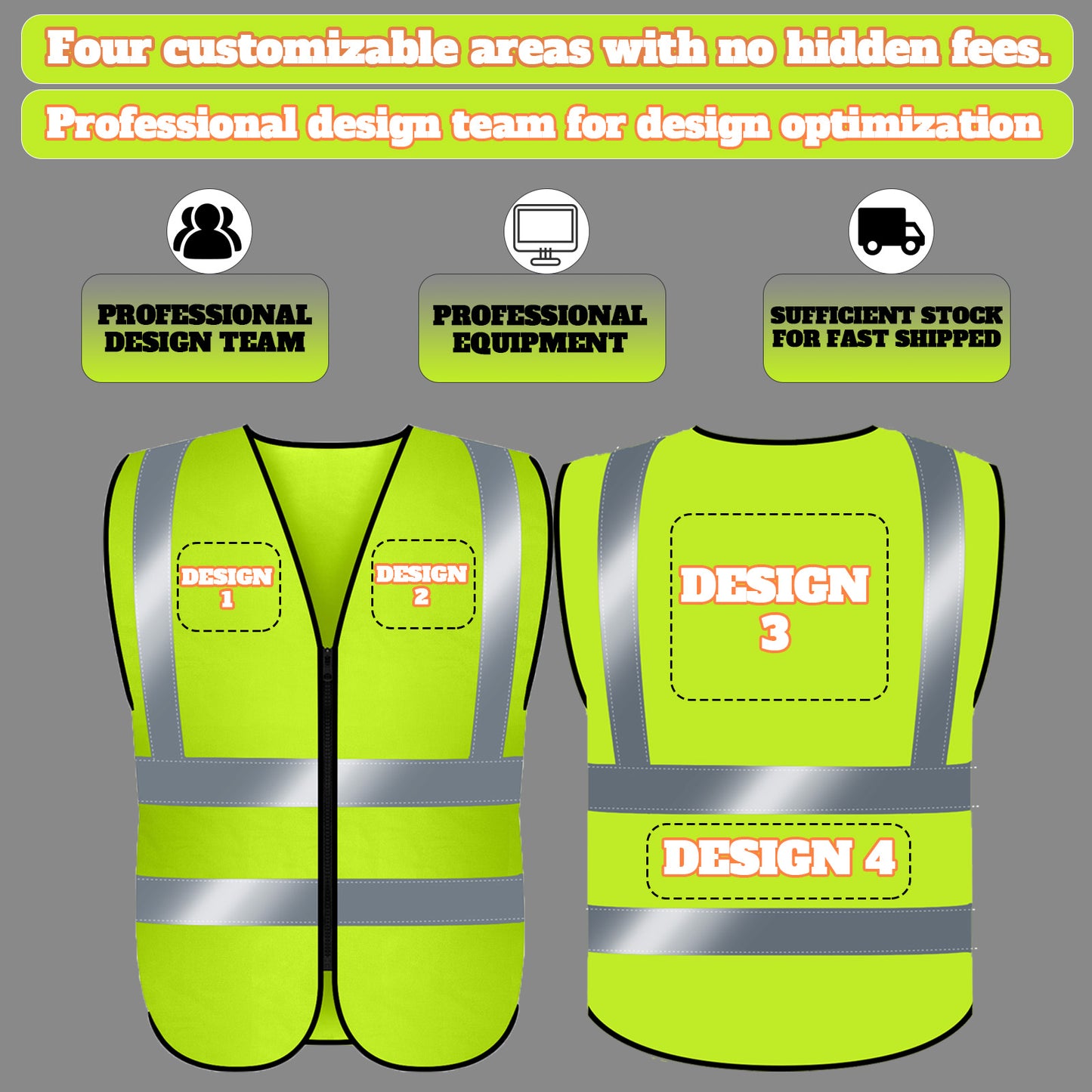 Shmimy Custom Logo Class 2 Reflective Safety Vest, ANSI/ISEA Standards Compliant