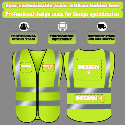 Shmimy Custom Logo Class 2 Reflective Safety Vest, ANSI/ISEA Standards Compliant