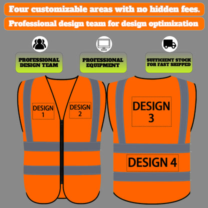 Shmimy Custom Logo Class 2 Reflective Safety Vest, ANSI/ISEA Standards Compliant