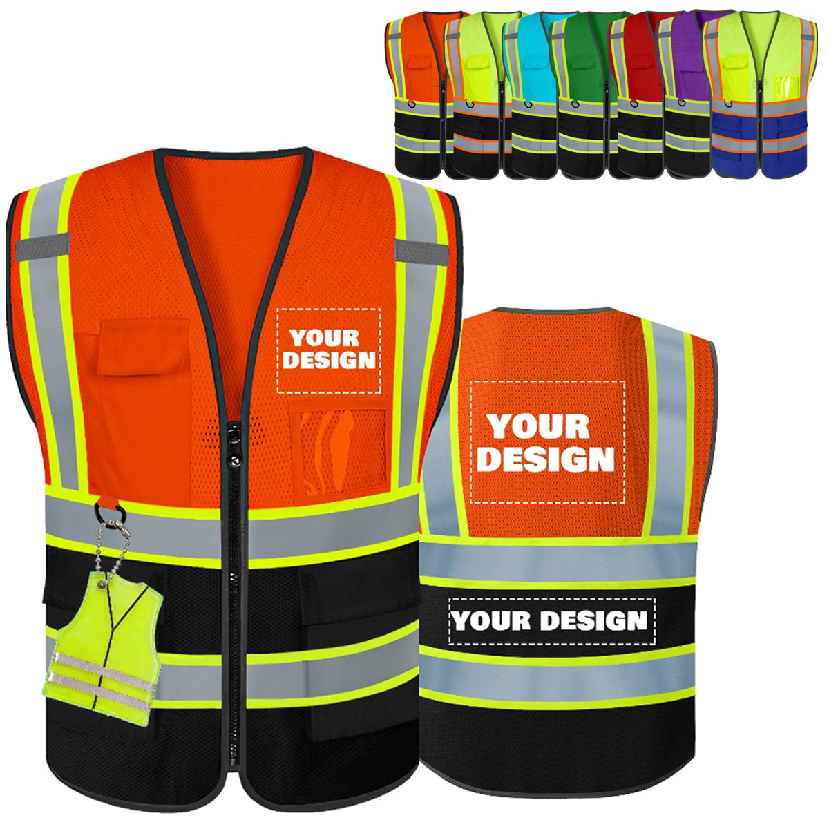 Shmimy Custom High Visibility Reflective Safety Vest with Pockets for construction, Runners, Cyclists, Warehouse Staff & Event Volunteersrk.
