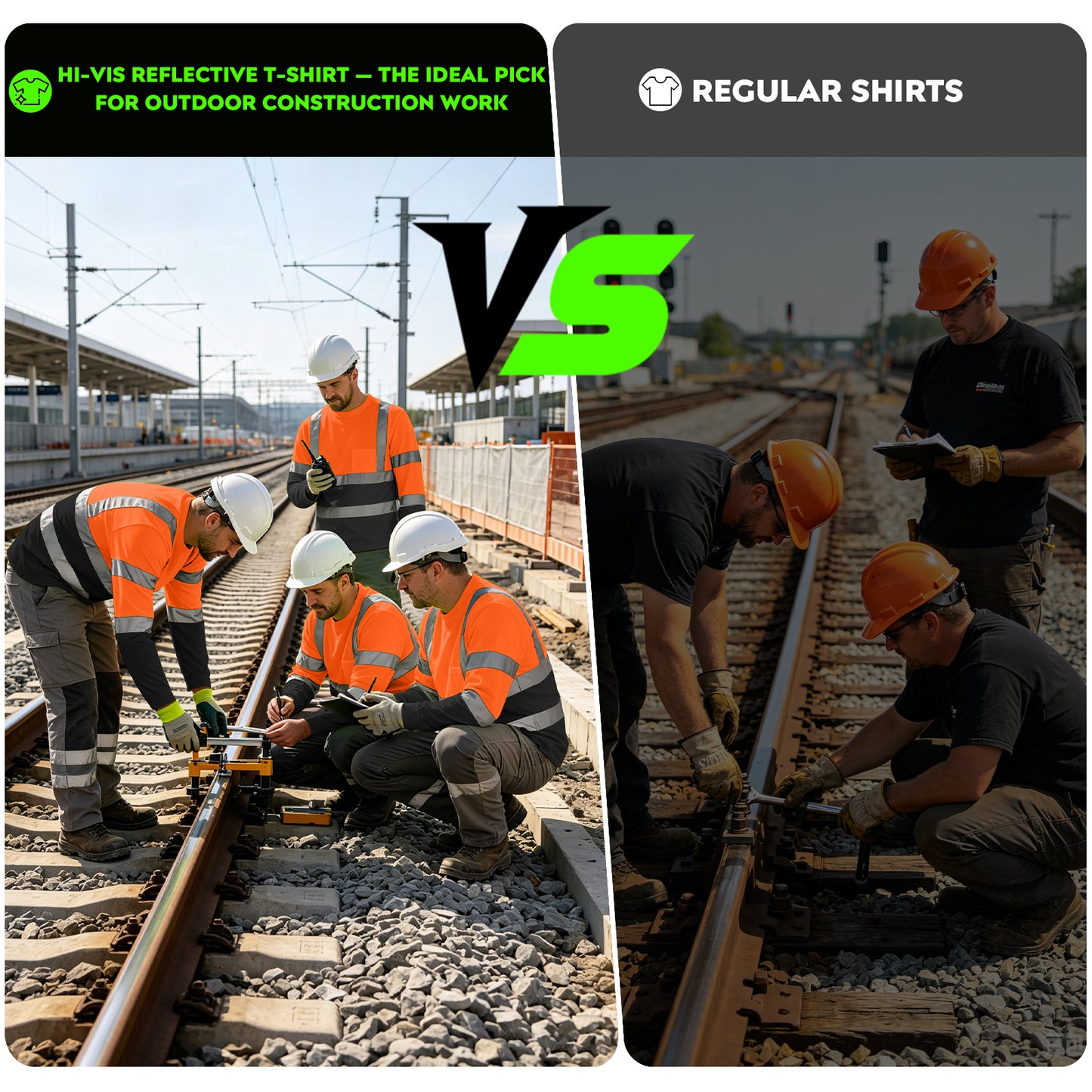 Shmimy Custom Safety Shirts, ANSI Class 3 Reflective Work Shirts Long Sleeve Crewneck T-Shirt