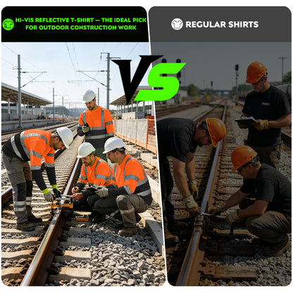 Shmimy Custom Safety Shirts, ANSI Class 3 Reflective Work Shirts Long Sleeve Crewneck T-Shirt