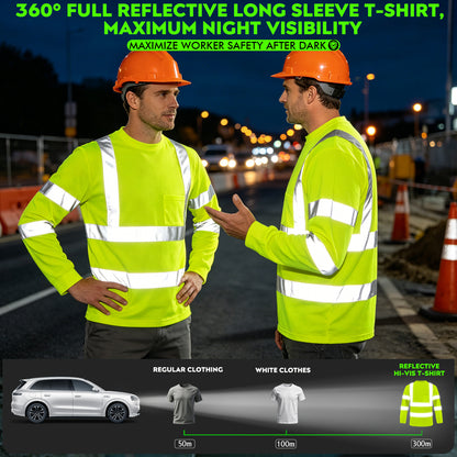 Shmimy Custom Logo High Visibility Shirts Class 3 Reflective Shirts ANSI with Pocket Safety Shirts