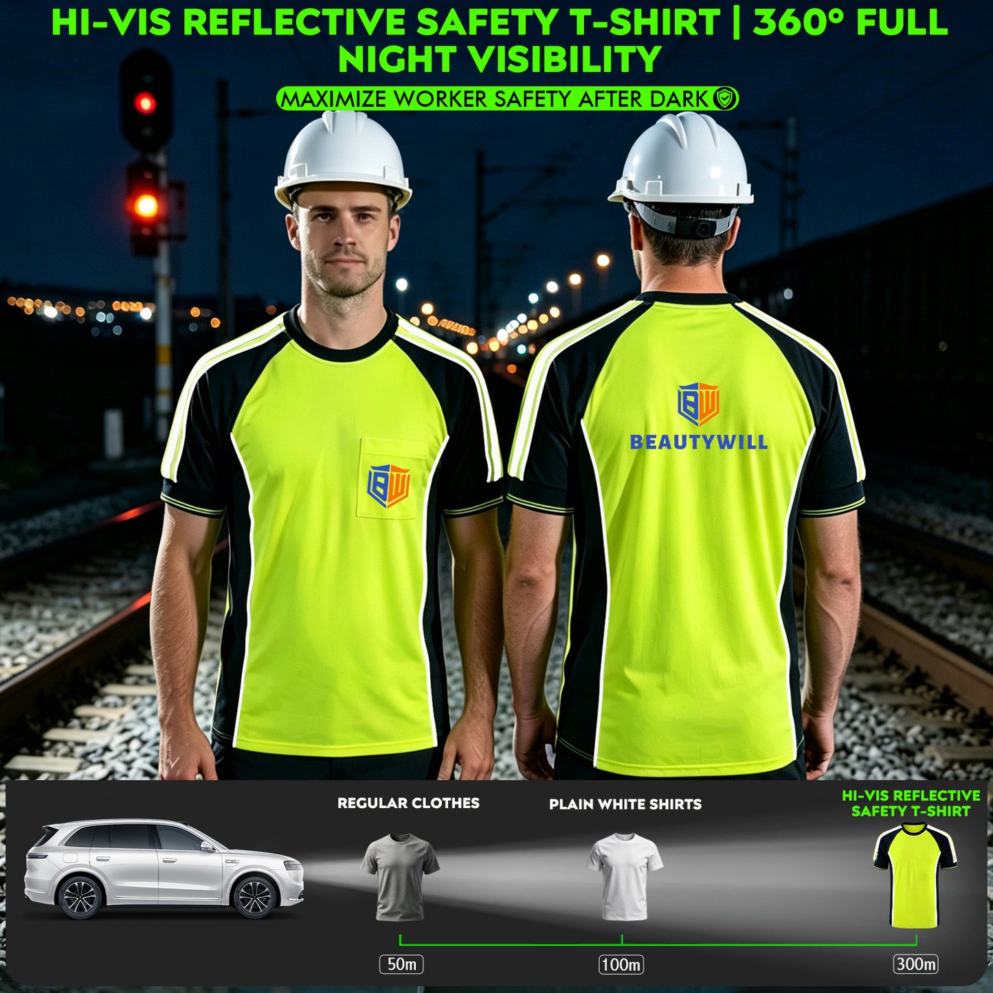 Custom Logo High Visibility Safety Work Shirts | Hi Vis Reflective Shirts
