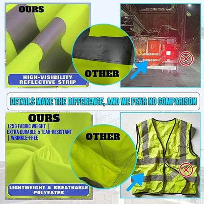 Shmimy Custom Logo Reflective Vest, Class 2 Safety Vests with 5 Pockets Zipper High Visibility