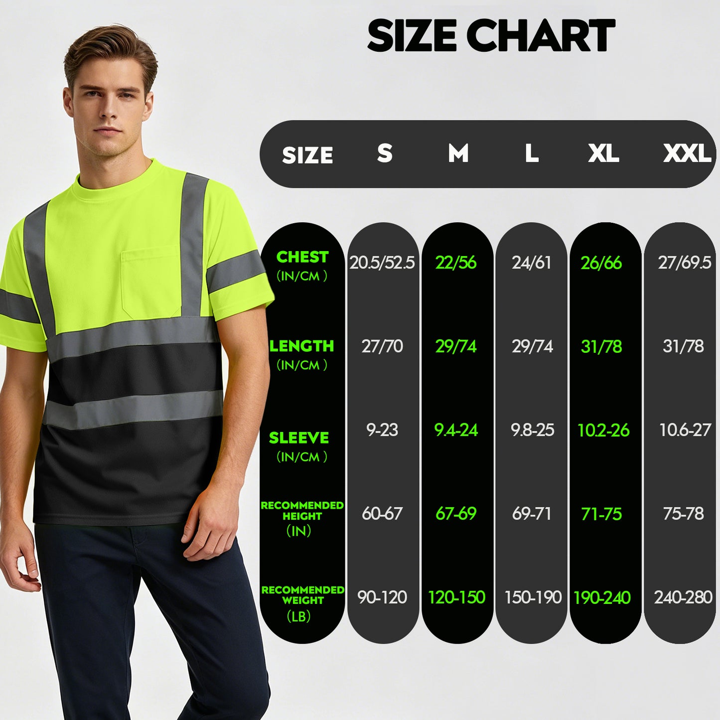 Shmimy Custom Logo High Visibility Shirts Class 3 Short Sleeve Reflective Shirts ANSI with Pocket Safety Shirts