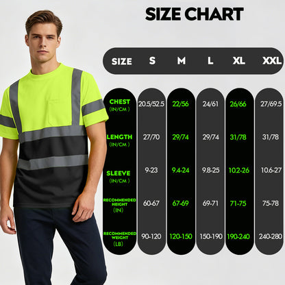 Shmimy Custom Logo High Visibility Shirts Class 3 Short Sleeve Reflective Shirts ANSI with Pocket Safety Shirts